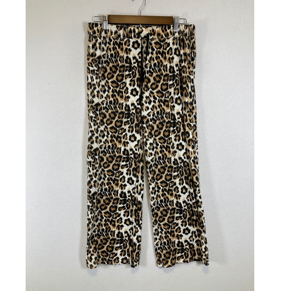 Mob Wife Victoria's Secret Women M Brown‎ Leopard Print Wide Leg Lounge Pants